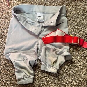 Nike Kids Gray Baseball Pants with Red Belt
